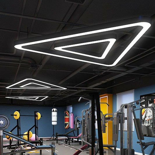 Modern Style Triangular LED Suspension Light Acrylic Gym Chandelier Light in Black Clearhalo 'Ceiling Lights' 'Chandeliers' 'Modern Chandeliers' 'Modern' Lighting' 2252905