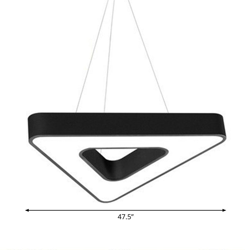 Modern Style Triangular LED Suspension Light Acrylic Gym Chandelier Light in Black Black 47.5" Clearhalo 'Ceiling Lights' 'Chandeliers' 'Modern Chandeliers' 'Modern' Lighting' 2252906