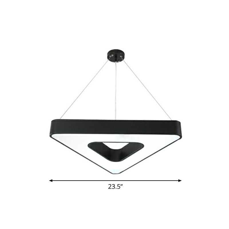 Modern Style Triangular LED Suspension Light Acrylic Gym Chandelier Light in Black Black 23.5" Clearhalo 'Ceiling Lights' 'Chandeliers' 'Modern Chandeliers' 'Modern' Lighting' 2252908