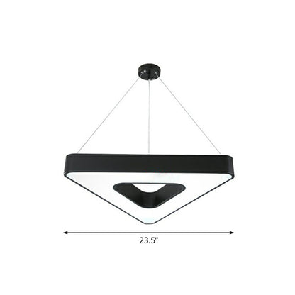 Modern Style Triangular LED Suspension Light Acrylic Gym Chandelier Light in Black Black 23.5" Clearhalo 'Ceiling Lights' 'Chandeliers' 'Modern Chandeliers' 'Modern' Lighting' 2252908