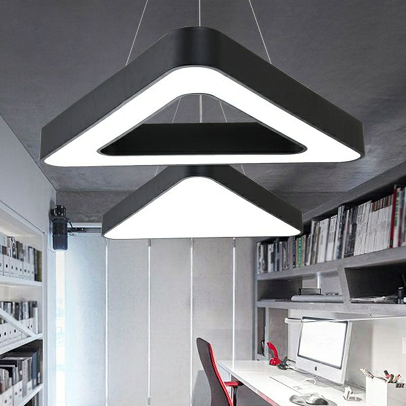 Triangle Chandelier Lighting Minimalist Acrylic Conference Room LED Pendant Light in Black Clearhalo 'Ceiling Lights' 'Chandeliers' 'Modern Chandeliers' 'Modern' Lighting' 2252912