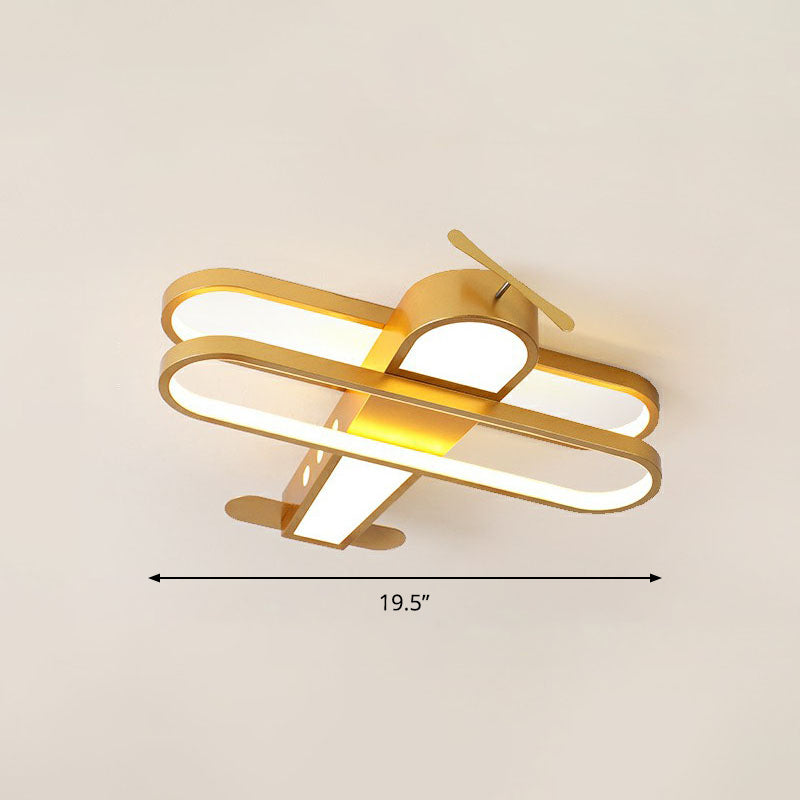 Acrylic Aircraft Flush Ceiling Light Cartoon LED Flush Mount Lighting for Child Room Gold 19.5" Third Gear Clearhalo 'Ceiling Lights' 'Close To Ceiling Lights' 'Close to ceiling' 'Flush mount' Lighting' 2252922