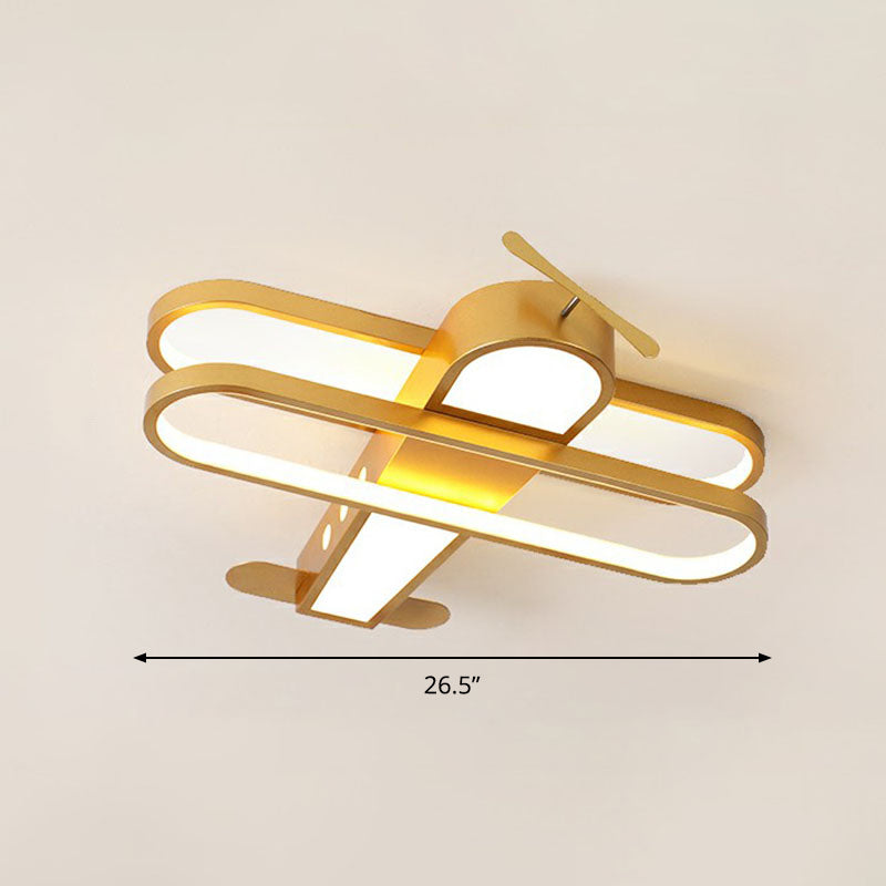 Acrylic Aircraft Flush Ceiling Light Cartoon LED Flush Mount Lighting for Child Room Gold 26.5" Third Gear Clearhalo 'Ceiling Lights' 'Close To Ceiling Lights' 'Close to ceiling' 'Flush mount' Lighting' 2252923