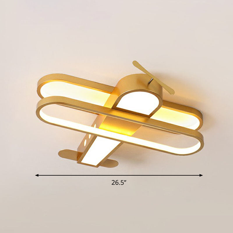 Acrylic Aircraft Flush Ceiling Light Cartoon LED Flush Mount Lighting for Child Room Gold 26.5" Warm Clearhalo 'Ceiling Lights' 'Close To Ceiling Lights' 'Close to ceiling' 'Flush mount' Lighting' 2252928