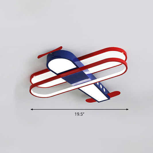 Acrylic Aircraft Flush Ceiling Light Cartoon LED Flush Mount Lighting for Child Room Blue 19.5" White Clearhalo 'Ceiling Lights' 'Close To Ceiling Lights' 'Close to ceiling' 'Flush mount' Lighting' 2252931