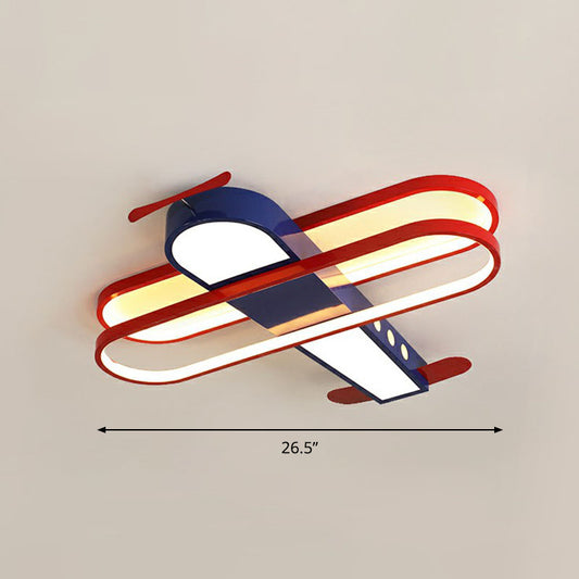 Acrylic Aircraft Flush Ceiling Light Cartoon LED Flush Mount Lighting for Child Room Blue 26.5" Warm Clearhalo 'Ceiling Lights' 'Close To Ceiling Lights' 'Close to ceiling' 'Flush mount' Lighting' 2252933