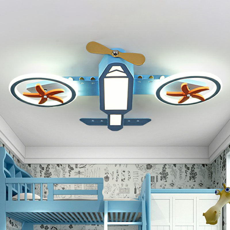 Plane Acrylic LED Flush Mount Light Simplicity Blue Flush Mount Ceiling Light in Third Gear for Child Room Clearhalo 'Ceiling Lights' 'Close To Ceiling Lights' 'Close to ceiling' 'Flush mount' Lighting' 2252960