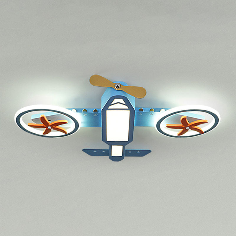 Plane Acrylic LED Flush Mount Light Simplicity Blue Flush Mount Ceiling Light in Third Gear for Child Room Clearhalo 'Ceiling Lights' 'Close To Ceiling Lights' 'Close to ceiling' 'Flush mount' Lighting' 2252963