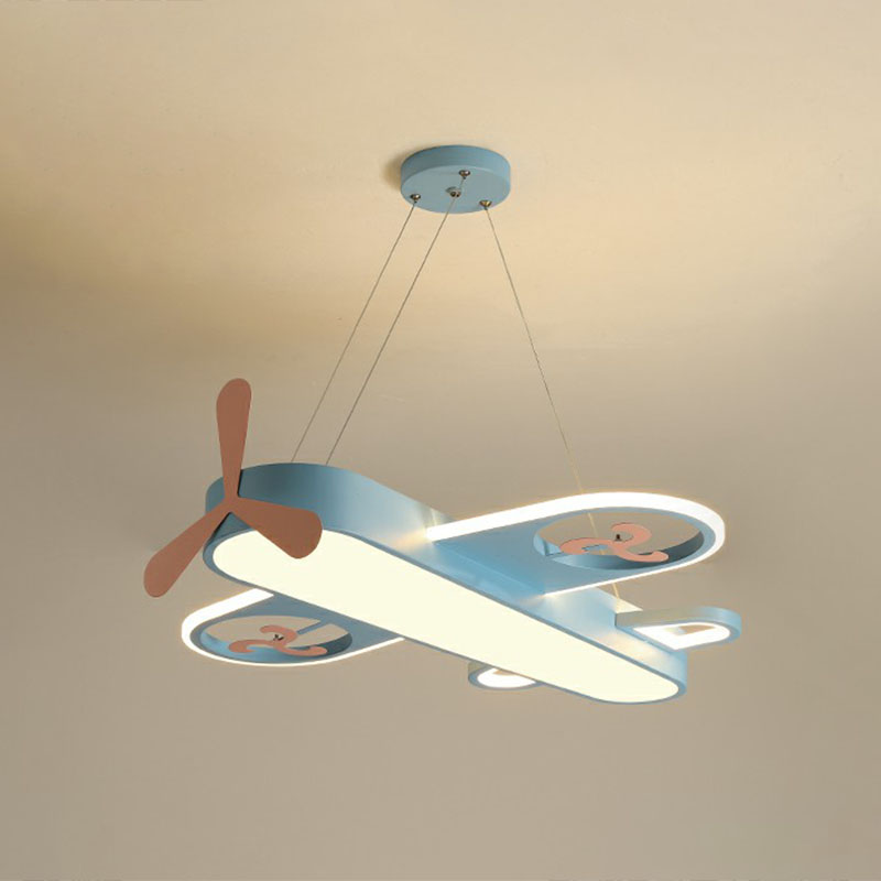 Airplane Shape Child Room Chandelier Lamp Acrylic Contemporary LED Hanging Lighting Blue 27" Third Gear Clearhalo 'Ceiling Lights' 'Chandeliers' Lighting' options 2253026_c48820ef-6d3d-4b26-add2-1ea73fb267af