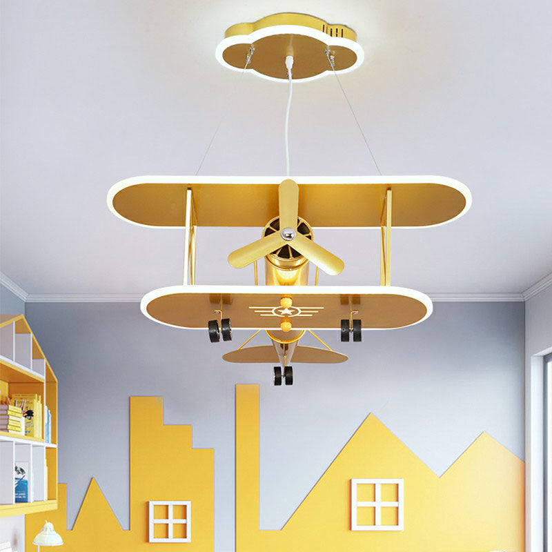 Airplane Acrylic LED Ceiling Lighting Childrens Yellow Chandelier Light Fixture for Nursery Clearhalo 'Ceiling Lights' 'Chandeliers' Lighting' options 2253039