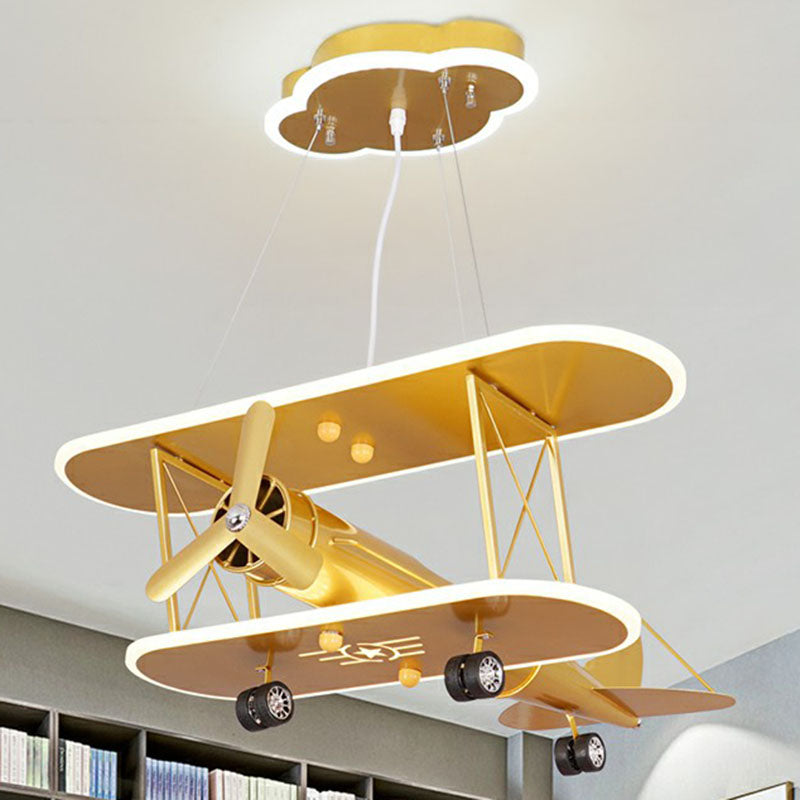 Airplane Acrylic LED Ceiling Lighting Childrens Yellow Chandelier Light Fixture for Nursery Clearhalo 'Ceiling Lights' 'Chandeliers' Lighting' options 2253040