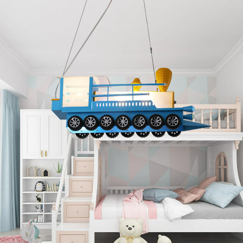 Metallic Train Shape Chandelier Lamp Contemporary Blue LED Hanging Light for Nursery Clearhalo 'Ceiling Lights' 'Chandeliers' Lighting' options 2253150