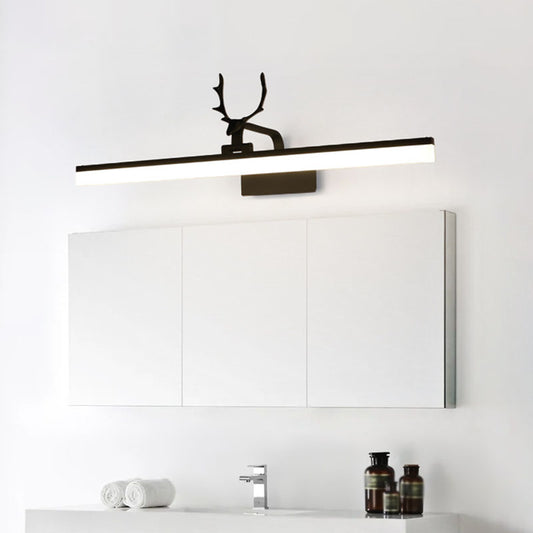 Rustic Style Rectangle LED Wall Sconce Light Metallic Vanity Lighting with Decorative Antler Clearhalo 'Vanity Lights' 'Wall Lights' Lighting' 2253190