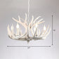 Rustic Deer Horn Suspension Lighting Resin Chandelier Light Fixture for Living Room Clearhalo 'Ceiling Lights' 'Chandeliers' Lighting' options 2253238