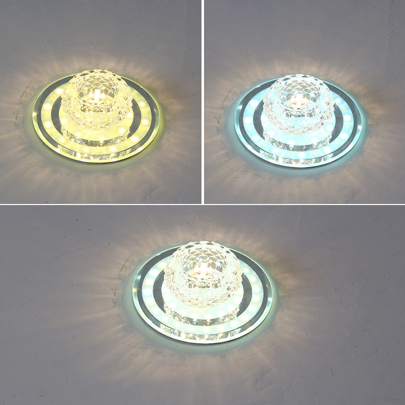 Geometric Passage LED Flush Mount Light Crystal Block Simplicity Flush Mount Ceiling Light in Clear Clear Third Gear Round Clearhalo 'Ceiling Lights' 'Close To Ceiling Lights' 'Close to ceiling' 'Flush mount' Lighting' 2253257