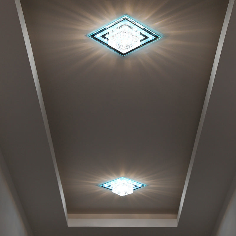 Geometric Passage LED Flush Mount Light Crystal Block Simplicity Flush Mount Ceiling Light in Clear Clearhalo 'Ceiling Lights' 'Close To Ceiling Lights' 'Close to ceiling' 'Flush mount' Lighting' 2253261