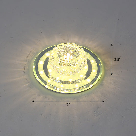 Geometric Passage LED Flush Mount Light Crystal Block Simplicity Flush Mount Ceiling Light in Clear Clear Warm Round Clearhalo 'Ceiling Lights' 'Close To Ceiling Lights' 'Close to ceiling' 'Flush mount' Lighting' 2253262