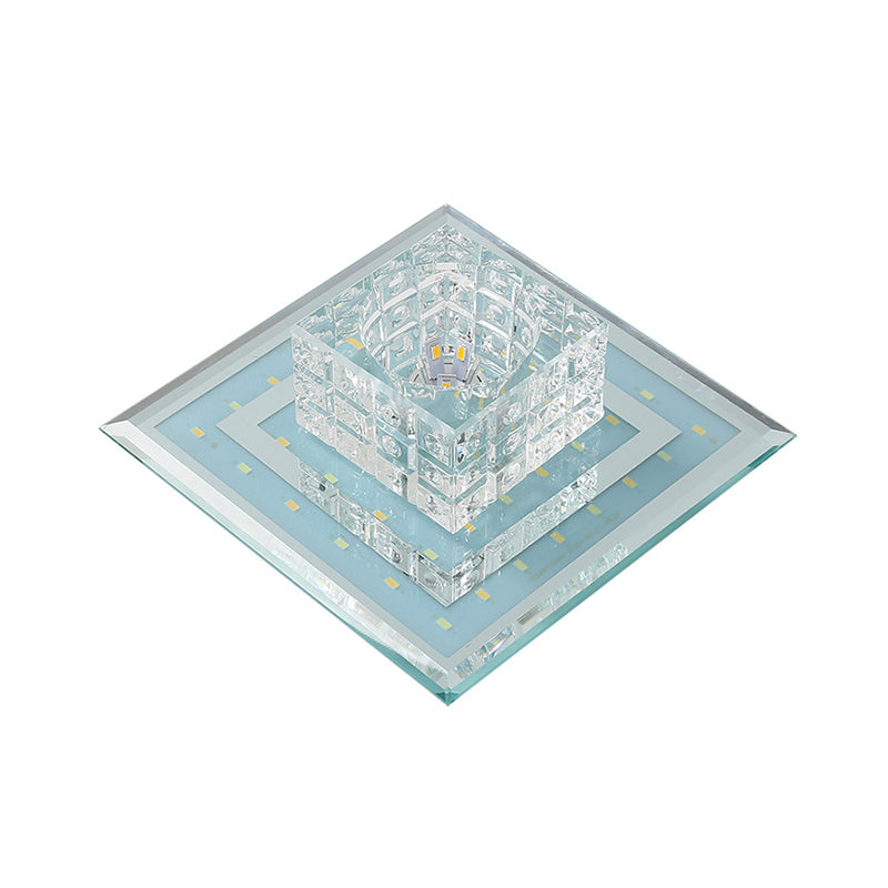 Geometric Passage LED Flush Mount Light Crystal Block Simplicity Flush Mount Ceiling Light in Clear Clearhalo 'Ceiling Lights' 'Close To Ceiling Lights' 'Close to ceiling' 'Flush mount' Lighting' 2253265