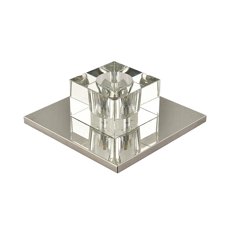 Crystal Block Mini Flush Light Modern Style Clear LED Flush Ceiling Light for Corridor Clearhalo 'Ceiling Lights' 'Close To Ceiling Lights' 'Close to ceiling' 'Flush mount' Lighting' 2253276