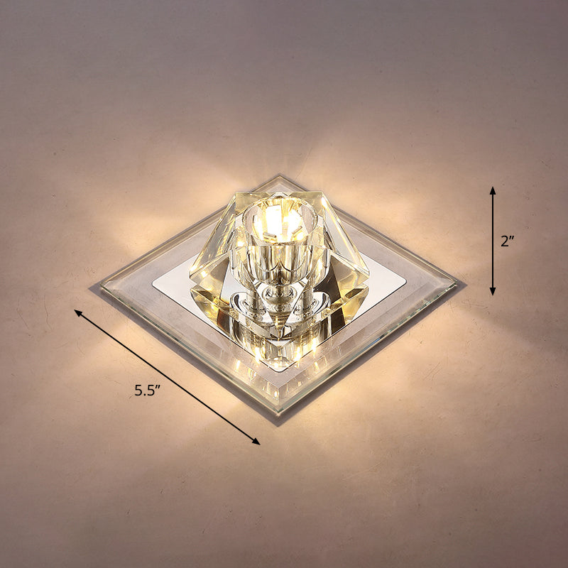 Contemporary Gemstone Flush Ceiling Light Crystal Corridor LED Flush Mount Lighting Fixture Clear Warm Clearhalo 'Ceiling Lights' 'Close To Ceiling Lights' 'Close to ceiling' 'Flush mount' Lighting' 2253279