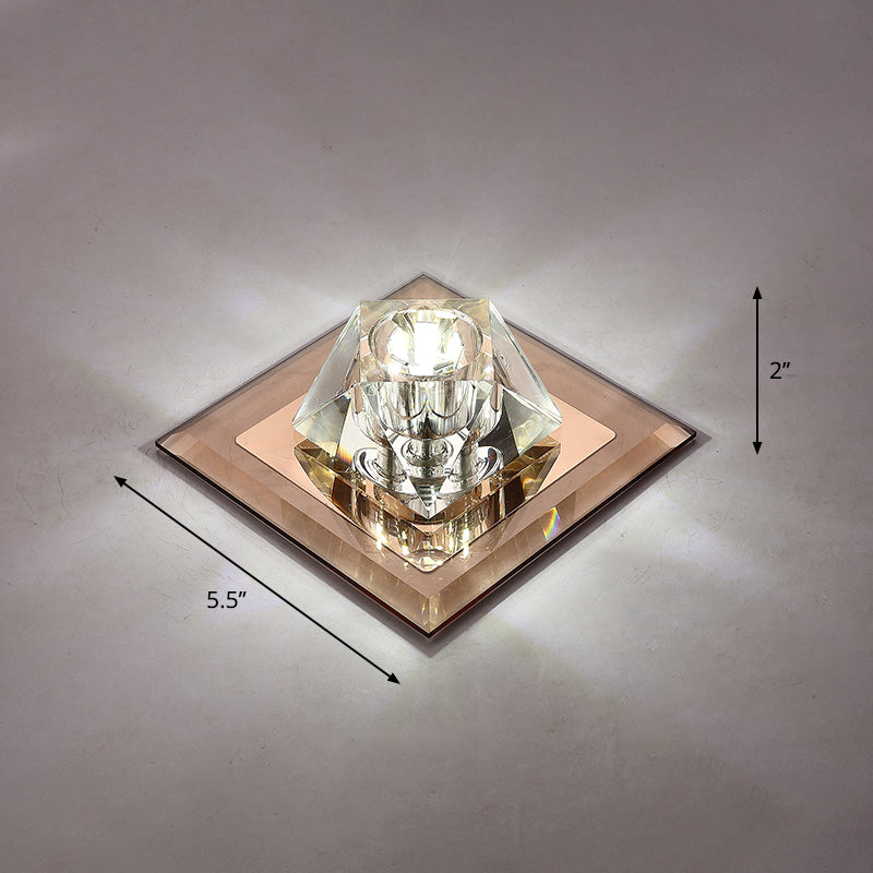 Contemporary Gemstone Flush Ceiling Light Crystal Corridor LED Flush Mount Lighting Fixture Tan White Clearhalo 'Ceiling Lights' 'Close To Ceiling Lights' 'Close to ceiling' 'Flush mount' Lighting' 2253282