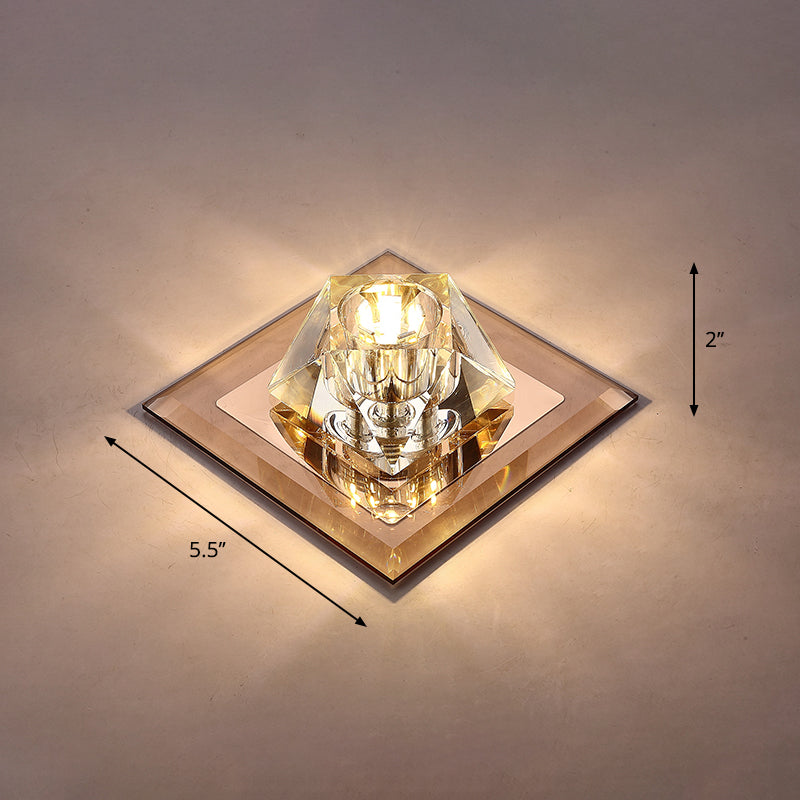 Contemporary Gemstone Flush Ceiling Light Crystal Corridor LED Flush Mount Lighting Fixture Tan Warm Clearhalo 'Ceiling Lights' 'Close To Ceiling Lights' 'Close to ceiling' 'Flush mount' Lighting' 2253284