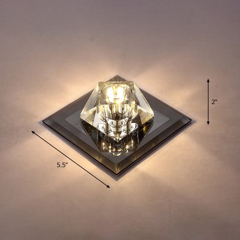 Contemporary Gemstone Flush Ceiling Light Crystal Corridor LED Flush Mount Lighting Fixture Black Warm Clearhalo 'Ceiling Lights' 'Close To Ceiling Lights' 'Close to ceiling' 'Flush mount' Lighting' 2253286