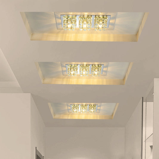 Rectangle LED Flush Mount Light Simplicity Crystal Entryway Flush Mount Ceiling Light Clear Clearhalo 'Ceiling Lights' 'Close To Ceiling Lights' 'Close to ceiling' 'Flush mount' Lighting' 2253290