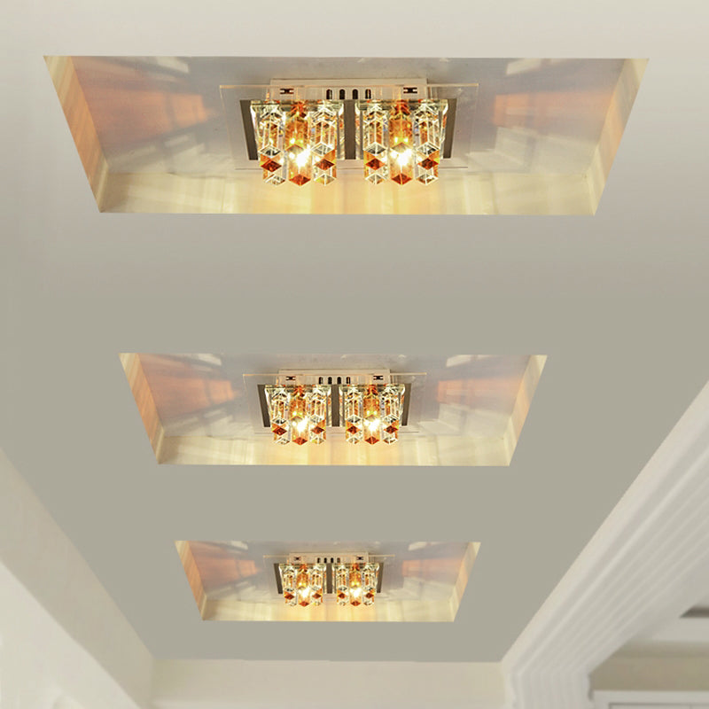 Rectangular Corridor Flush Light Crystal Modern Style LED Flush Ceiling Light Fixture Clearhalo 'Ceiling Lights' 'Close To Ceiling Lights' 'Close to ceiling' 'Flush mount' Lighting' 2253294