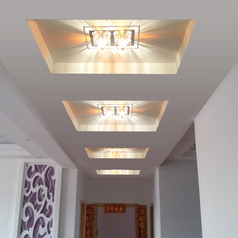 Rectangular Corridor Flush Light Crystal Modern Style LED Flush Ceiling Light Fixture Clearhalo 'Ceiling Lights' 'Close To Ceiling Lights' 'Close to ceiling' 'Flush mount' Lighting' 2253295