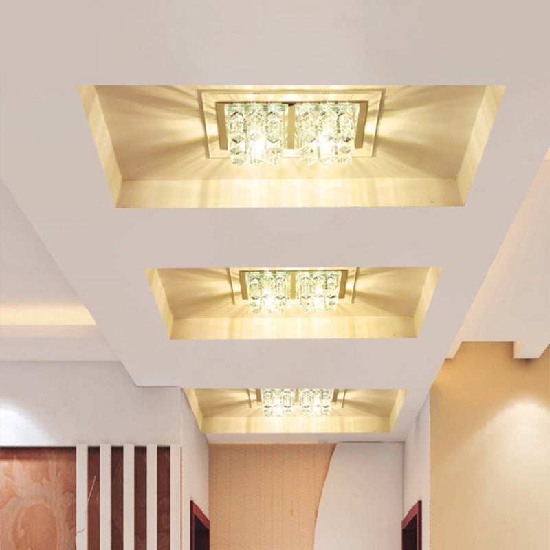 Rectangular Corridor Flush Light Crystal Modern Style LED Flush Ceiling Light Fixture Clearhalo 'Ceiling Lights' 'Close To Ceiling Lights' 'Close to ceiling' 'Flush mount' Lighting' 2253297