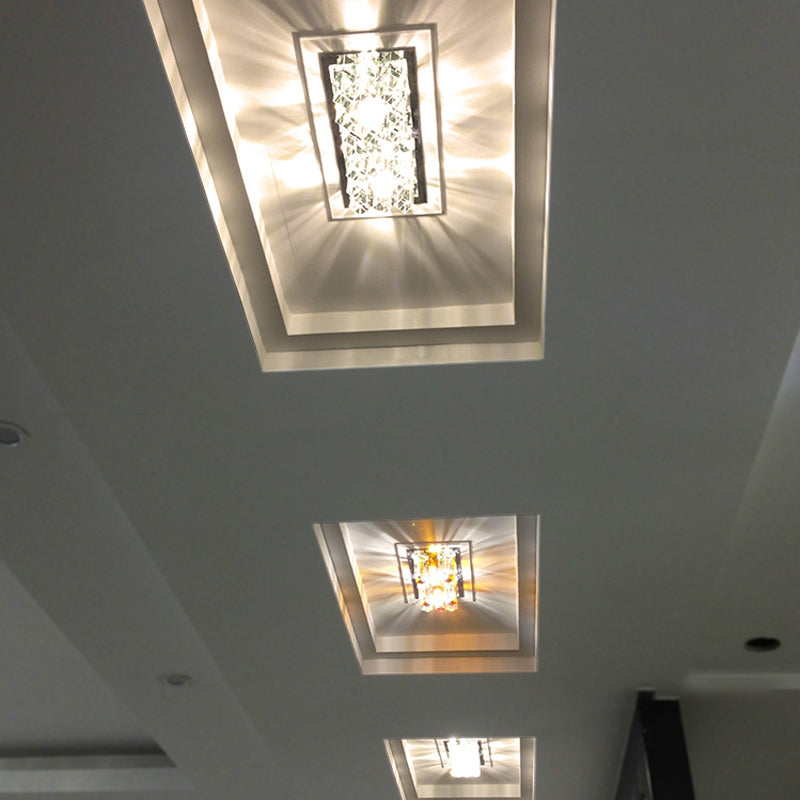Rectangular Corridor Flush Light Crystal Modern Style LED Flush Ceiling Light Fixture Clearhalo 'Ceiling Lights' 'Close To Ceiling Lights' 'Close to ceiling' 'Flush mount' Lighting' 2253299