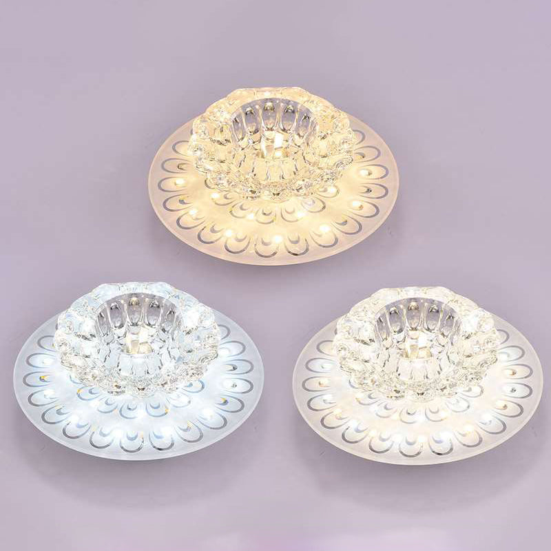 Blossom Flush Ceiling Light Contemporary Crystal Clear LED Flush Mount Lighting for Entryway Clear Third Gear Clearhalo 'Ceiling Lights' 'Close To Ceiling Lights' 'Close to ceiling' 'Flush mount' Lighting' 2253313