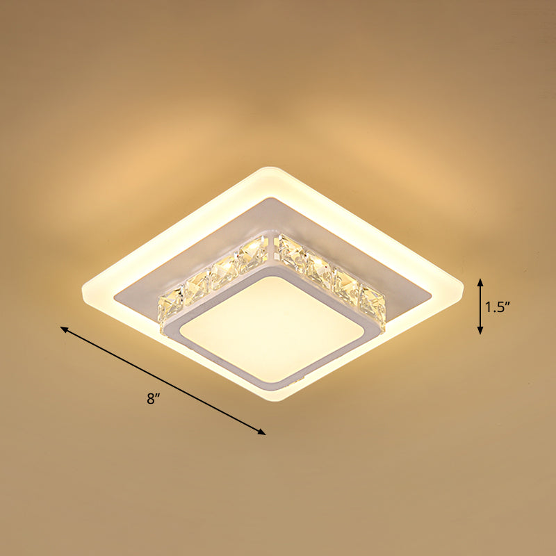 Simplicity Mini LED Flush Mount Light Crystal Corridor Flush Mount Ceiling Lighting White Warm Square Plate Clearhalo 'Ceiling Lights' 'Close To Ceiling Lights' 'Close to ceiling' 'Flush mount' Lighting' 2253325