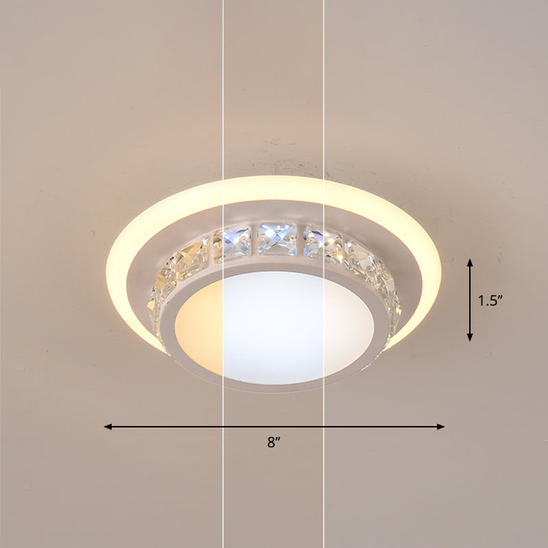 Simplicity Mini LED Flush Mount Light Crystal Corridor Flush Mount Ceiling Lighting White Third Gear Round Clearhalo 'Ceiling Lights' 'Close To Ceiling Lights' 'Close to ceiling' 'Flush mount' Lighting' 2253327