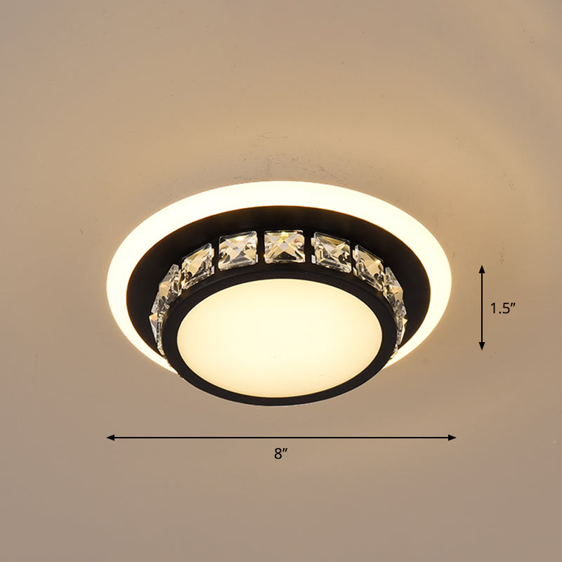 Simplicity Mini LED Flush Mount Light Crystal Corridor Flush Mount Ceiling Lighting Black Warm Round Clearhalo 'Ceiling Lights' 'Close To Ceiling Lights' 'Close to ceiling' 'Flush mount' Lighting' 2253328