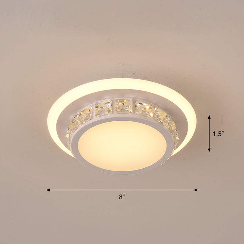Simplicity Mini LED Flush Mount Light Crystal Corridor Flush Mount Ceiling Lighting White Warm Round Clearhalo 'Ceiling Lights' 'Close To Ceiling Lights' 'Close to ceiling' 'Flush mount' Lighting' 2253329