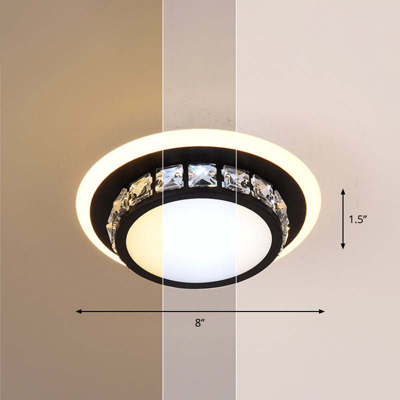 Simplicity Mini LED Flush Mount Light Crystal Corridor Flush Mount Ceiling Lighting Black Third Gear Round Clearhalo 'Ceiling Lights' 'Close To Ceiling Lights' 'Close to ceiling' 'Flush mount' Lighting' 2253330