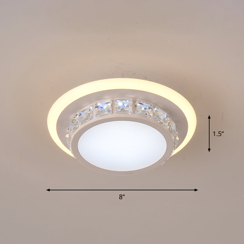 Simplicity Mini LED Flush Mount Light Crystal Corridor Flush Mount Ceiling Lighting White White Round Clearhalo 'Ceiling Lights' 'Close To Ceiling Lights' 'Close to ceiling' 'Flush mount' Lighting' 2253331