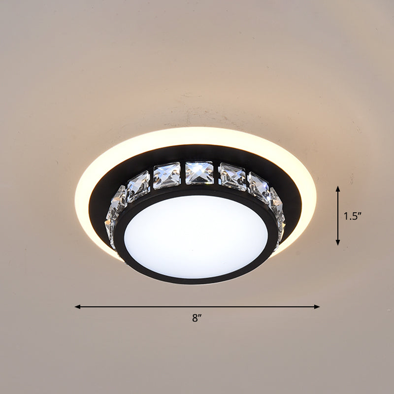 Simplicity Mini LED Flush Mount Light Crystal Corridor Flush Mount Ceiling Lighting Black White Round Clearhalo 'Ceiling Lights' 'Close To Ceiling Lights' 'Close to ceiling' 'Flush mount' Lighting' 2253332