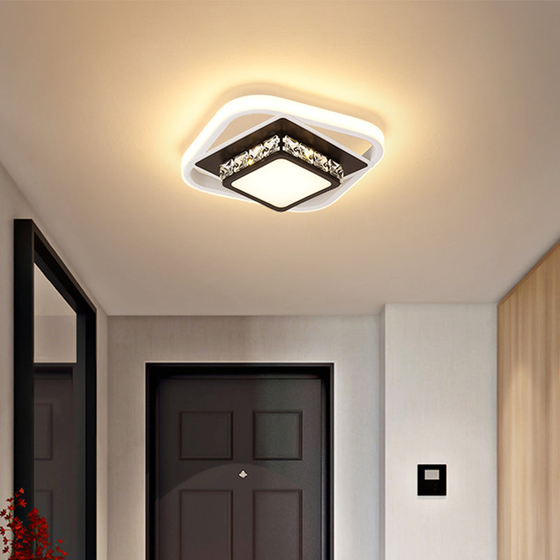 Square Flush Light Nordic Style Acrylic Entryway LED Flush Ceiling Light with Decorative Crystal Clearhalo 'Ceiling Lights' 'Close To Ceiling Lights' 'Close to ceiling' 'Flush mount' Lighting' 2253341