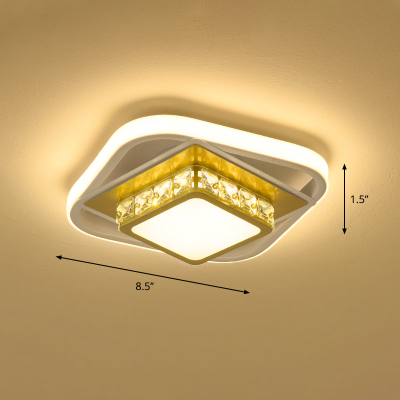 Square Flush Light Nordic Style Acrylic Entryway LED Flush Ceiling Light with Decorative Crystal Gold Warm Clearhalo 'Ceiling Lights' 'Close To Ceiling Lights' 'Close to ceiling' 'Flush mount' Lighting' 2253344