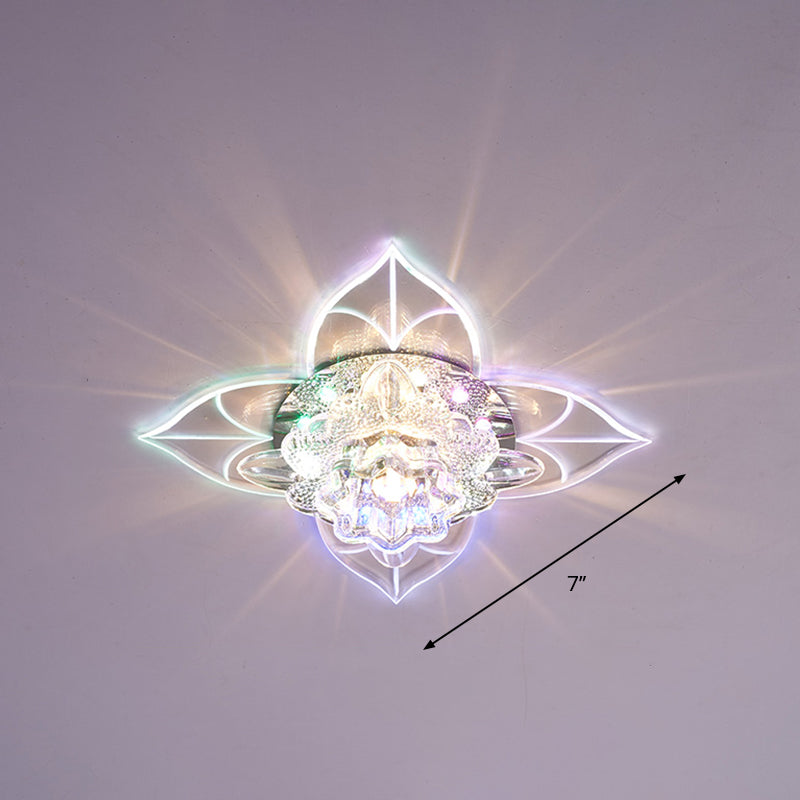 Blossom Crystal Flush Ceiling Light Contemporary Clear LED Flush Mount Lighting for Corridor Clear Multi Color Clearhalo 'Ceiling Lights' 'Close To Ceiling Lights' 'Close to ceiling' 'Flush mount' Lighting' 2253357