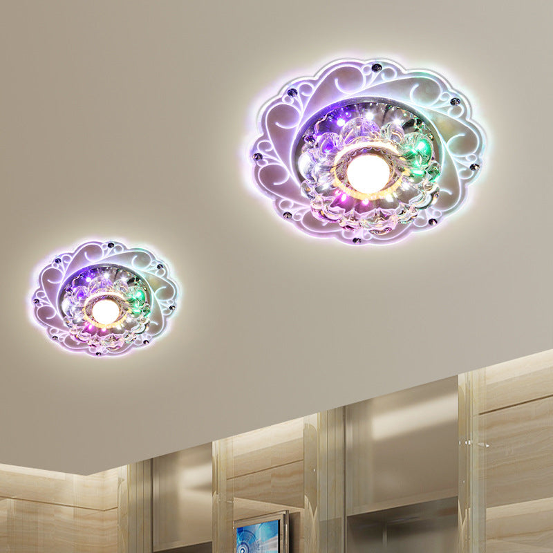 Blossom Flush Mount Lighting Minimalist Crystal Entryway LED Flush Mount Fixture in Clear Clearhalo 'Ceiling Lights' 'Close To Ceiling Lights' 'Close to ceiling' 'Flush mount' Lighting' 2253377