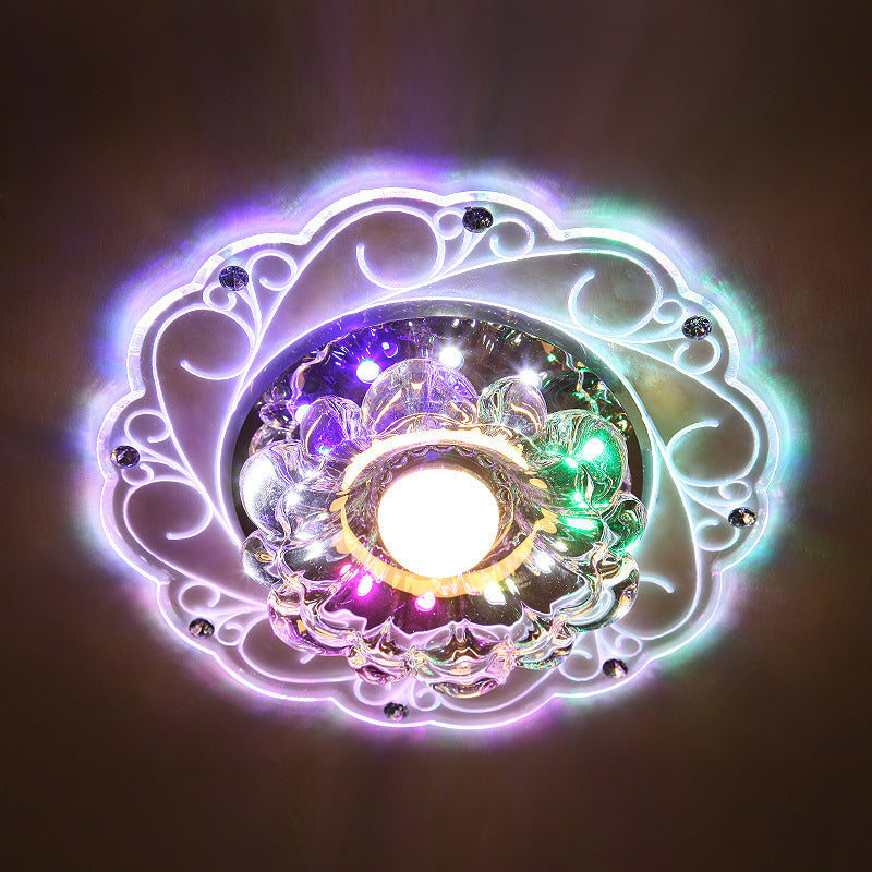 Blossom Flush Mount Lighting Minimalist Crystal Entryway LED Flush Mount Fixture in Clear Clear Multi Color Clearhalo 'Ceiling Lights' 'Close To Ceiling Lights' 'Close to ceiling' 'Flush mount' Lighting' 2253378