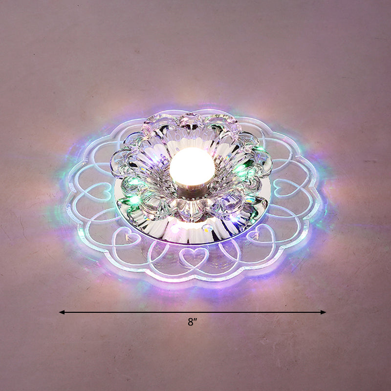 Crystal Flower LED Flush Mount Light Simplicity Clear Flush Mount Ceiling Light for Entryway Clear Multi Color Clearhalo 'Ceiling Lights' 'Close To Ceiling Lights' 'Close to ceiling' 'Flush mount' Lighting' 2253443