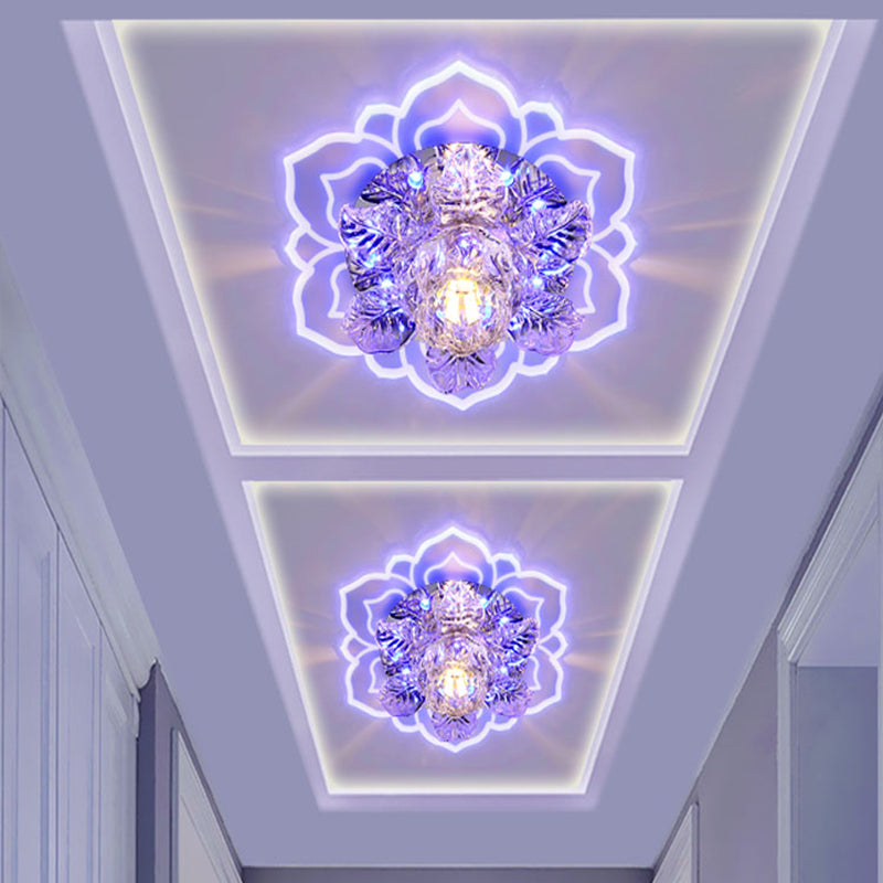 Floral Shade Flush Mount Lighting Minimalist Crystal Clear LED Flush Mount for Corridor Clearhalo 'Ceiling Lights' 'Close To Ceiling Lights' 'Close to ceiling' 'Flush mount' Lighting' 2253458