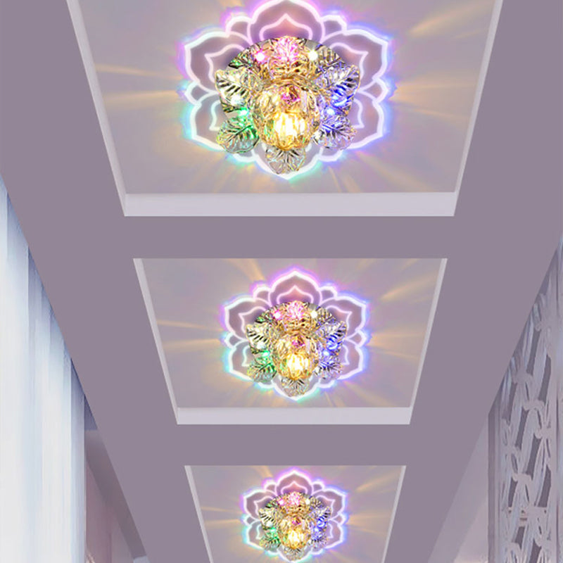 Floral Shade Flush Mount Lighting Minimalist Crystal Clear LED Flush Mount for Corridor Clearhalo 'Ceiling Lights' 'Close To Ceiling Lights' 'Close to ceiling' 'Flush mount' Lighting' 2253463