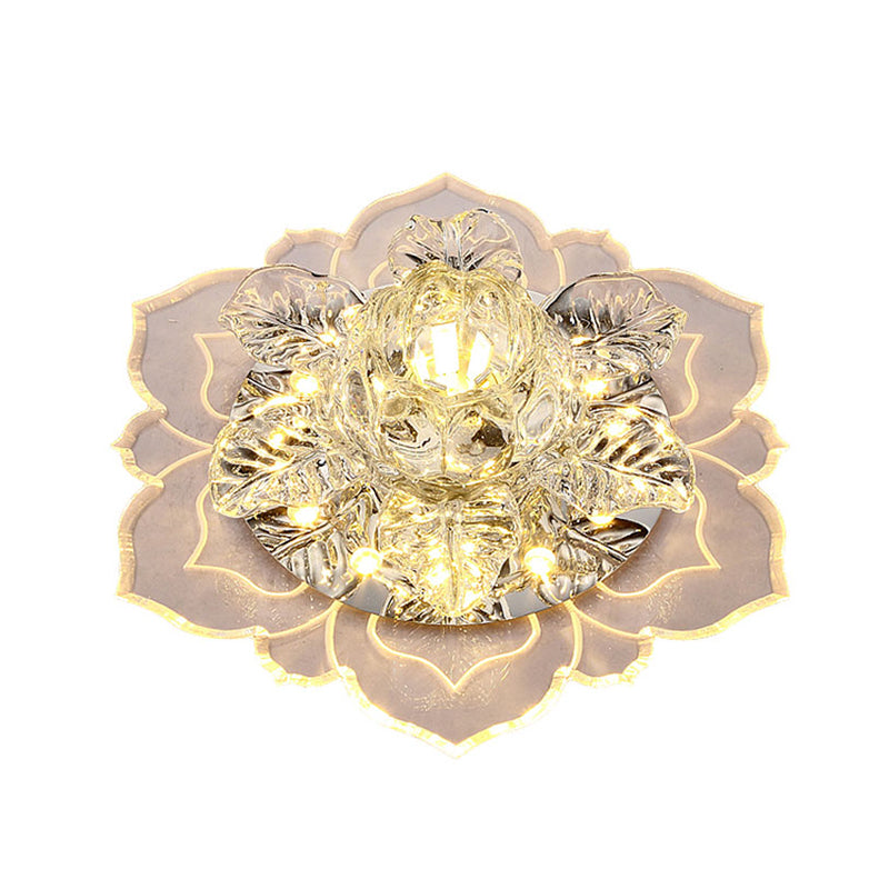 Floral Shade Flush Mount Lighting Minimalist Crystal Clear LED Flush Mount for Corridor Clearhalo 'Ceiling Lights' 'Close To Ceiling Lights' 'Close to ceiling' 'Flush mount' Lighting' 2253465
