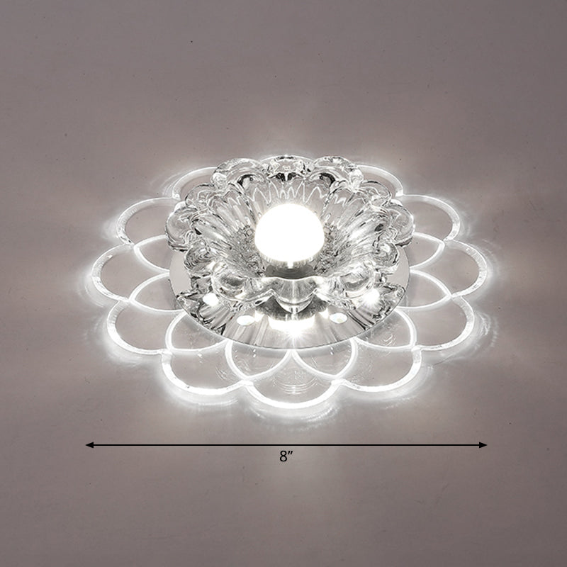 Contemporary Floral Flush Ceiling Light Crystal Entryway LED Flush Mount Lighting in Clear Clear White Clearhalo 'Ceiling Lights' 'Close To Ceiling Lights' 'Close to ceiling' 'Flush mount' Lighting' 2253479